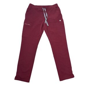 Figs High Waisted Yola Skinny Scrub Pants Burgundy Women's Size Medium